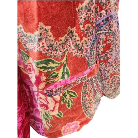 Pink Velvet Blazer Boho Size PM Colorful Comfort - Picture 6 of 10